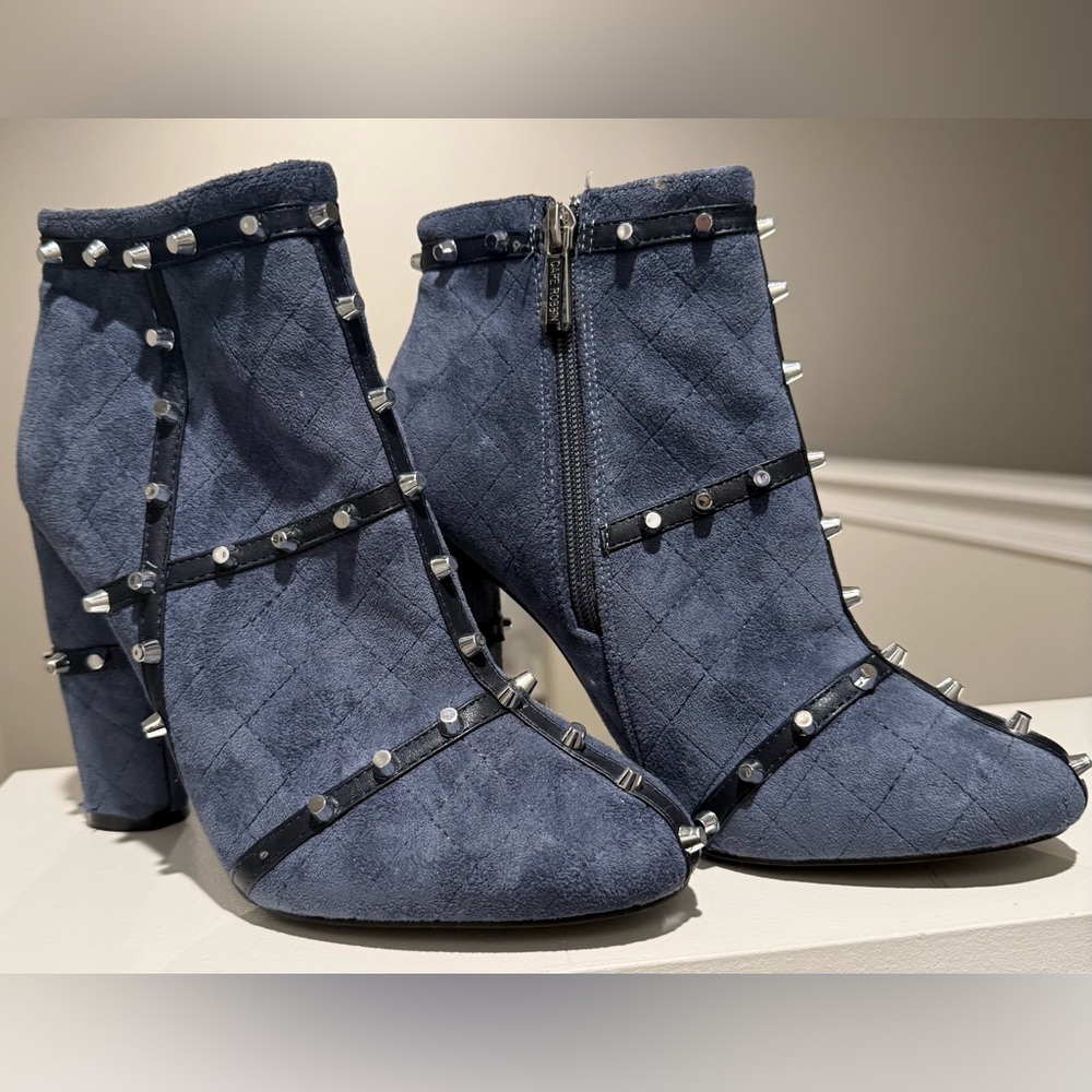 CAPE ROBBIN Blue Ankle Boots with Silver Studs - Size 8